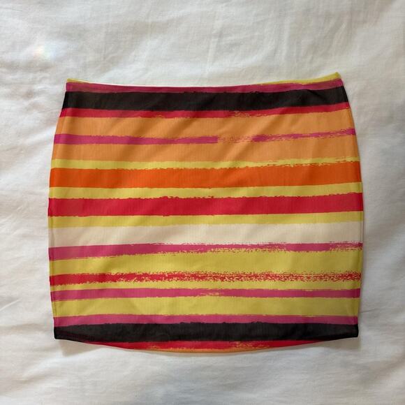 tiger mist rainbow stripe mini skirt y2k bodycon - Picture 2 of 5